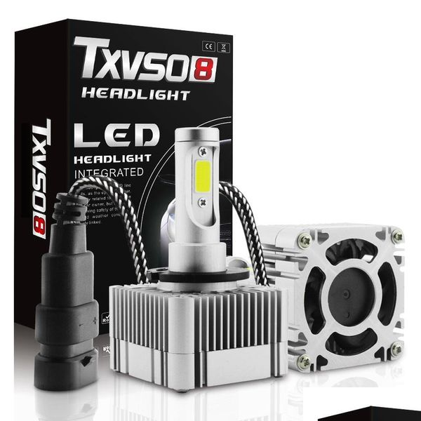 Faros delanteros de automóviles Txvso8 Faros delanteros LED D1S D3S 20000 lúmenes Haz alto 6000 K Blanco Super brillante 2 piezas Fácil instalación Gota de luz Entrega Dh7Sf