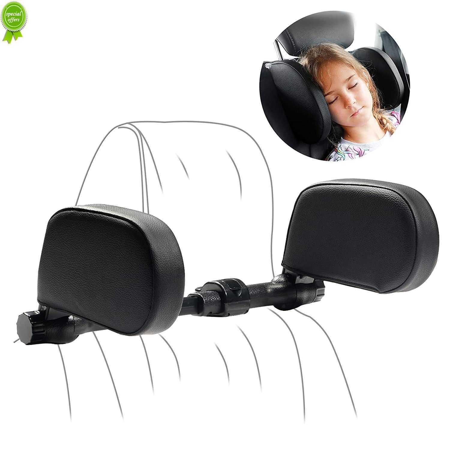 Auto Kopfstütze Kissen Autositz Memory Foam Pad Schlafseite Kopf Teleskopstütze an der Halswirbelsäule für Erwachsene Kind