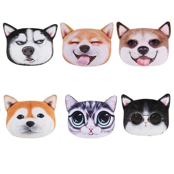 Couvre-tête de répartition de la voiture Couvercle couvercle 3d chien imprimé Cat Face Coup de cou mignon Coussin de sécurité au cou