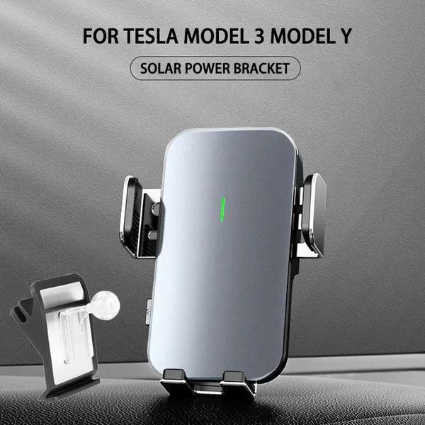 Support de voiture 17 mm à 6 grilles de tableau de bord Panneau de base du panneau de base Solar Power Power pour Tesla Model 3 Modèle Y 4.0-7,2 pouces Porte-téléphonie Mobile T240509