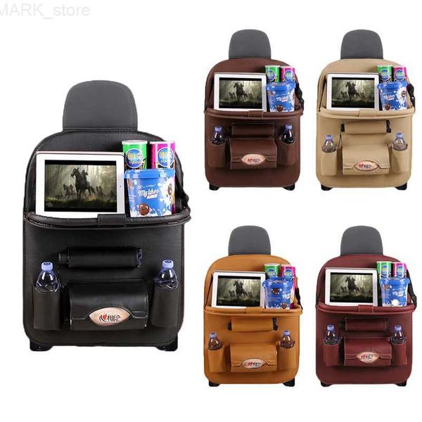 Soporte para automóvil Organizador del asiento trasero del automóvil Bolsa de almacenamiento con bandeja de mesa plegable Soporte para tableta Caja de pañuelos Bolsa para el asiento trasero del automóvil Protector Accesorios L2402