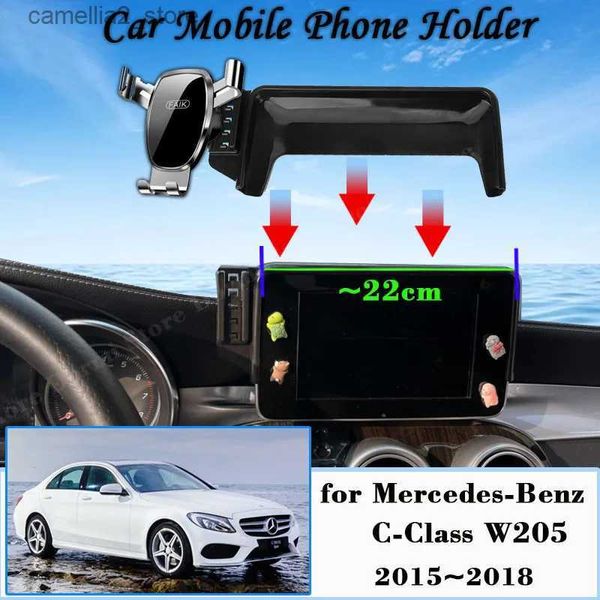 Support pour voiture Support de téléphone portable de voiture pour Mercedes-Benz Classe C W205 2015 ~ 2018 360 support rotatif support GPS support de navigation accessoires Q231104