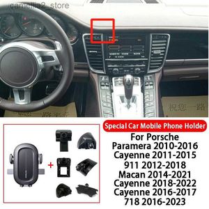 Support pour voiture Support de téléphone portable de voiture pour Porsche Paramera Cayenne 911 718 Macan Cayenne Clip d'aération de voiture support de support de téléphone portable portable Q231104