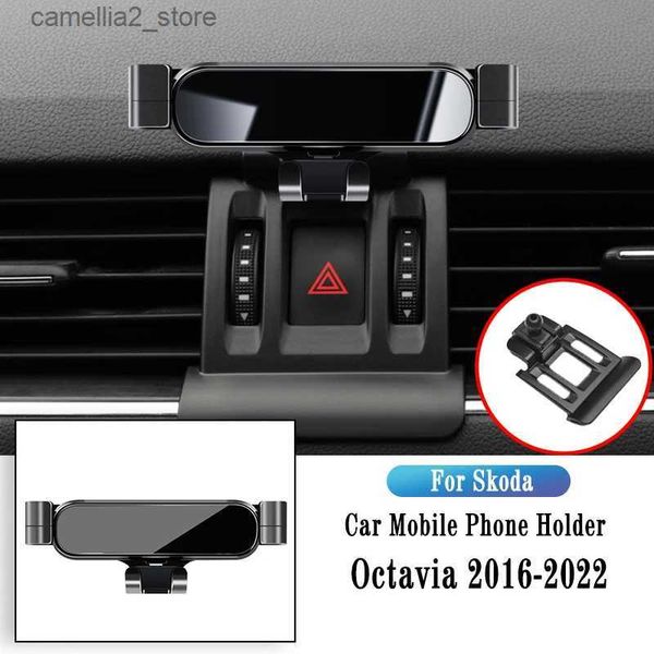 Support pour voiture Support de téléphone de voiture pour Skoda Octavia 2016-2022 Support de navigation par gravité Support GPS Clip de sortie d'air Support rotatif accessoires Q231104