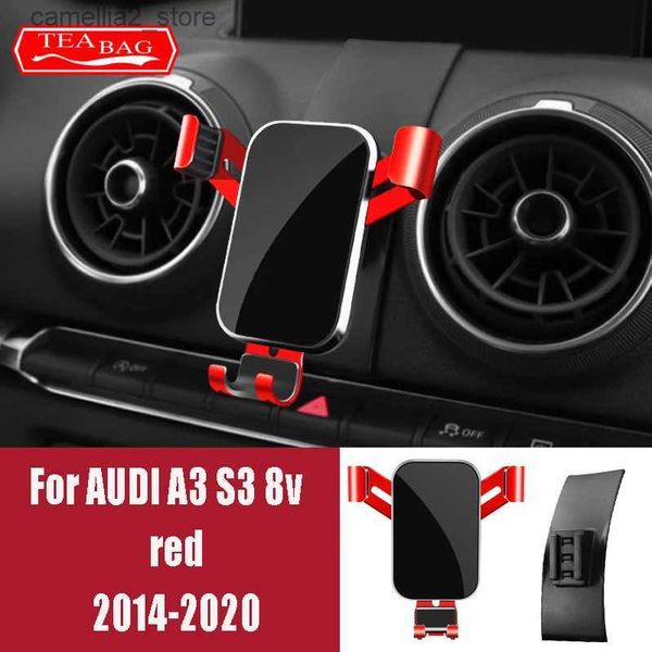 Support pour voiture Support de téléphone portable réglable de style de voiture pour Audi A3 S3 2014-2020 support de montage d'évent support de téléphone par gravité accessoires Q231104