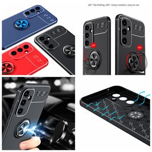 Étuis de support de voiture pour Samsung S23 Ultra Plus A34 A54 A14 5G Galaxy A04 A04E Xiaomi 13 Pro Mi 12 Lite 12T 360 Métal Anneau Support Béquille Souple TPU Téléphone Couverture Arrière