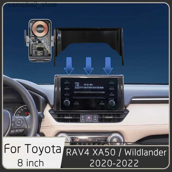 Soporte para automóvil para Toyota RAV4 XA50 Wildlander 2020-2022 Cargador inalámbrico para automóvil Teléfono móvil Soporte de navegación GSP Pantalla Base fija de 8 pulgadas Q231104