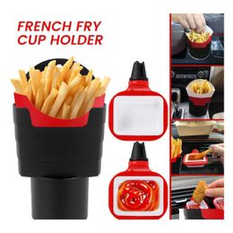 Auto -houder French Fry Cup voor incar -sausvak en hamburger vaste lucht ventilatie clip set accessoires dip drop levering mobiles motorfietsen dh7na