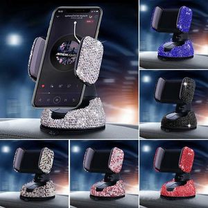 Porte-voiture Rétalonnage de luxe Bling Crystal Car téléphone portable Mount Girl Universal Holder For Dashboard Windshiers et Air Vent Sucker Slept T240509