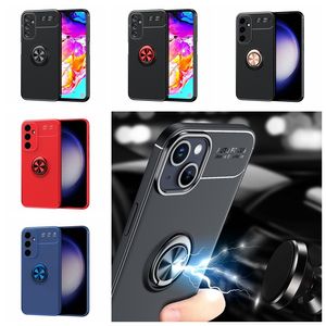 Support de voiture Support de bague en métal pour iPhone 15 Plus Pro MAX Samsung A25 5G S23 FE Couverture Soft TPU Luxury Defender Hybrid Support Magnetic Car Mount Back Skin