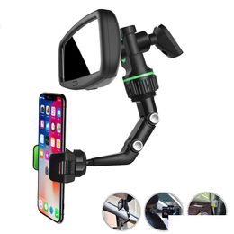 Support de voiture Téléphone réglable Rotation à 360 degrés Clip Rétroviseur Vue à la première personne Prise de vue vidéo Conduite Drop Livraison Automobile Otjxw