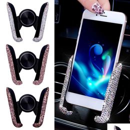 Autohouder telefoon vrouwen diamant kristal lucht ventileren mount mobiele standaard in beugel interieur accessoires drop levering mobiles motorfietsen dhrg3