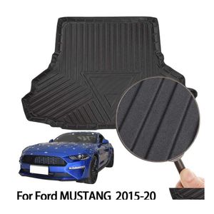 Auto houder achterste laars ladingsmat geschikt voor Ford Mustang Black Rubber Trunk Liner ER Protector Drop Delivery Mobile Motorcycles Electroni DH5AL