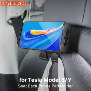 Support de voiture Support de téléphone arrière de siège pour Tesla modèle 3 / Y Double crochets Support d'appui-tête à clip rotatif à 360 degrés pour IPad Pad Accessoires de voiture Q231104