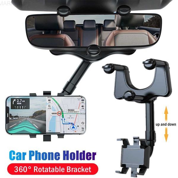 Soporte para coche Teléfono Soporte para coche Soporte giratorio de 360 ​​grados Espejo retrovisor Navegación GPS Soporte para teléfono automático Soporte para teléfono multifuncional L2402