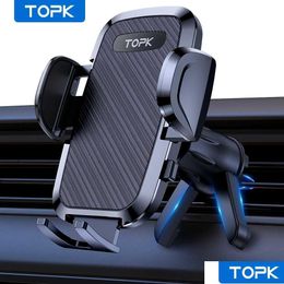 Автомобильный держатель Topk Phone, универсальное крепление для с крючком, вентиляционное отверстие, вращение на 360°, мобильные телефоны, доставка автомобилей, мотоциклов Au Dhbce