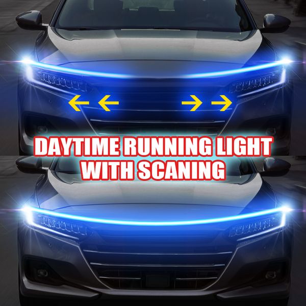 Capot de voiture LED Daytime Running Light Strip étanche étanche à la lampe à atmosphère décorative automatique flexible Ambient avec rétro-éclair