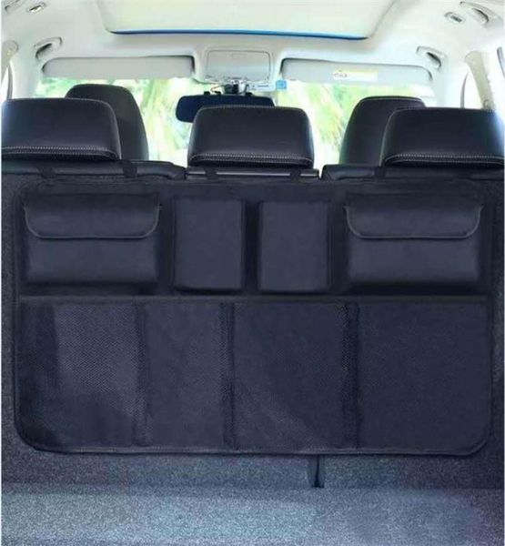 Sac de rangement universel pour accessoires d'intérieur de voiture, organisateur de rangement automobile, sac de coffre universel de grande capacité pour siège arrière, support en maille, poche 1373737