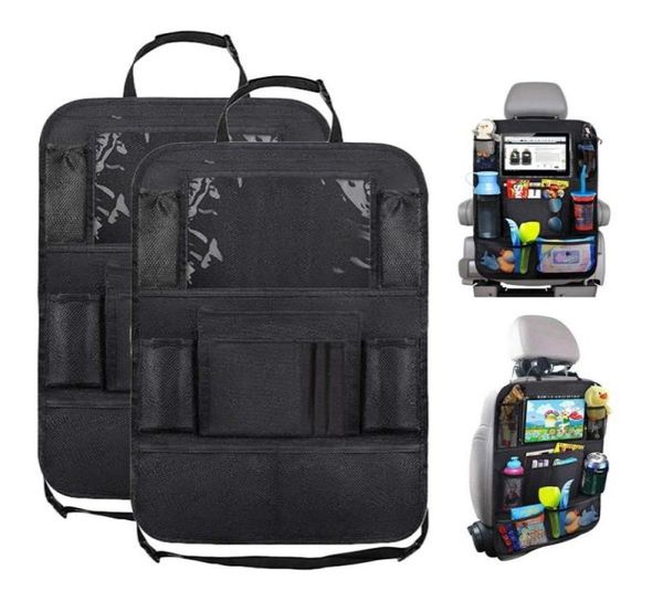 Organisateur de siège arrière d'accessoires d'intérieur de voiture avec support de tablette à écran tactile 9 poches de rangement tapis de protection de dossier de siège de voiture f7678206