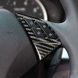 Accessoires d'intérieur de voiture en fibre de carbone volant boutons cadre couverture autocollants pour BMW série 5 E60 2005-2010 style de voiture
