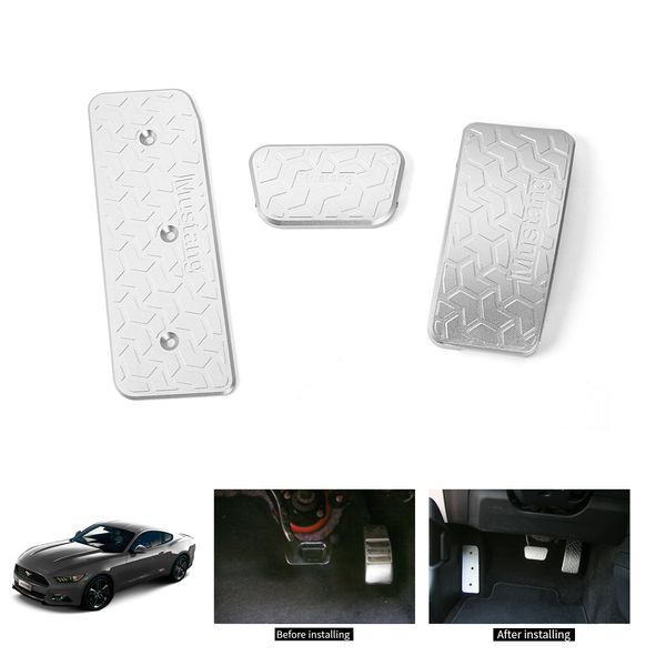 Cubierta de Pedal de descanso y freno de acelerador de aleación de aluminio (estándar de EE. UU.) para Ford Mustang 2015+ accesorios interiores de coche