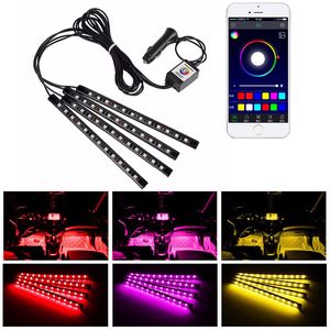 Voiture intérieure atmosphère LED RVB bandes lumineuses du plan de tableau de bord rgbw lets de bande décorative de musique claire