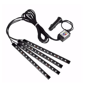 Atmosphère intérieure de la voiture Bandes LED RVB Lumières Dash Plancher Pied Bande LED RGBW Lumière décorative Contrôle du son de la musique Éclairages multiples usalight