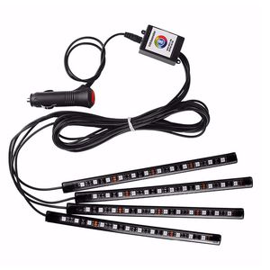 Auto interieur sfeer LED RGB strips lichten lichten dashboardvloer voet rgbw leds strip decoratieve licht muziekgeluid besturing meerdere verlichting crestech