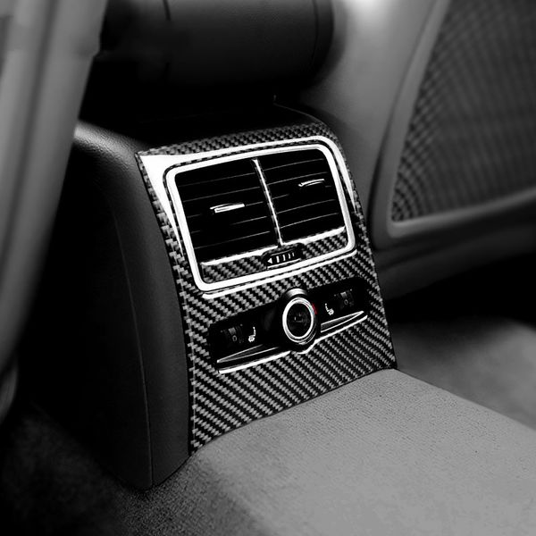 Autocollants intérieurs de voiture en Fiber de carbone, autocollants de couverture de ventilation de climatisation arrière, style de voiture pour Audi A6 C5 C6 2005 – 2011, accessoires 256b