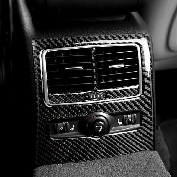 Intérieur de voiture en fibre de carbone autocollants arrière climatisation évent revêtement d'habillage décalcomanies style de voiture pour Audi A6 C5 C6 2005-2011 accessoires303D