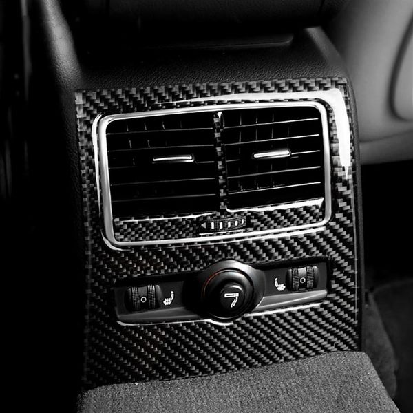 Intérieur de voiture en fibre de carbone autocollants arrière climatisation évent revêtement d'habillage décalcomanies style de voiture pour Audi A6 C5 C6 2005-2011 accessoires178P