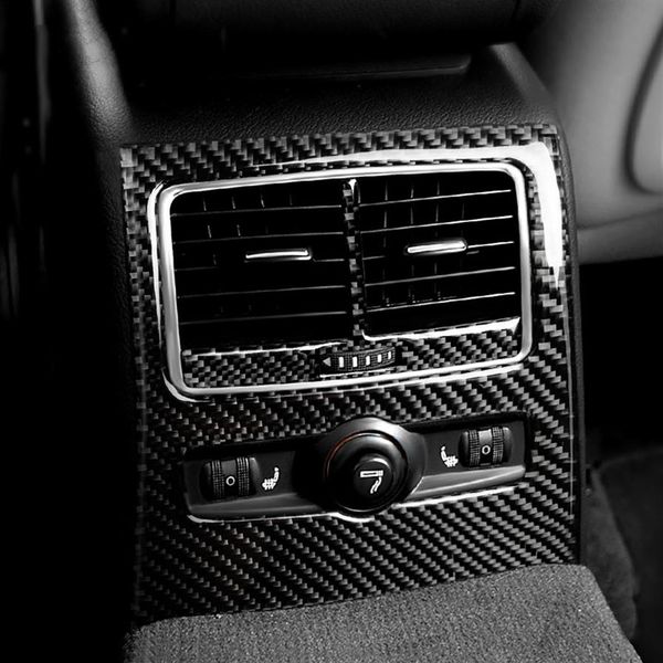 Intérieur de voiture en fibre de carbone autocollants arrière climatisation évent revêtement d'habillage décalcomanies style de voiture pour Audi A6 C5 C6 2005-2011 accessoires3066