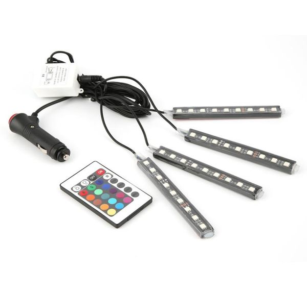 Luz decorativa Interior del coche RGB 9 LED atmósfera lámpara roja carga luz LED para reposapiés del coche 3747655