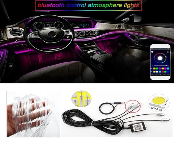 Intérieur de voiture LED RGB atmosphère lampe néon bande lumineuse décoration de style automobile avec son actif Bluetooth APP télécommande Colorf1163936