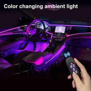 Auto interieur licht strip rgb meerdere modi geluidsregeling decoratieve omgeving neno lamp met USB optische vezellichten strips 3M y220708