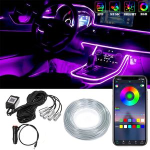 Tira de luces Led RGB de neón para Interior de coche, 4/5/6 en 1, Control por aplicación Bluetooth, luces decorativas, lámpara de tablero de ambiente ambiental