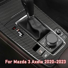 Pegatina Interior de coche, película protectora de caja de cambios para Mazda CX-30 2019-2023, pegatina de Panel de engranajes de coche, fibra de carbono negra