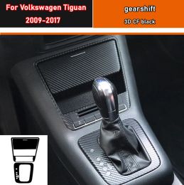 Autocollant intérieur de voiture, Film de protection pour boîte de vitesses, pour Volkswagen Tiguan 2009 – 2017, autocollant de panneau d'engrenage de voiture, en Fiber de carbone noir