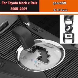 Film de protection autocollant intérieur de voiture, pour boîte de vitesses, pour Toyota Mark x Reiz 2005 – 2009, autocollant de panneau d'engrenage de voiture, en Fiber de carbone noir