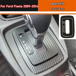 Autocollant intérieur de voiture, Film de protection pour boîte de vitesses, pour Ford Fiesta 2009 – 2014, autocollant de panneau de fenêtre de voiture en Fiber de carbone noir