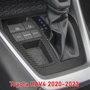Film de protection autocollant intérieur de voiture, en Fiber de carbone noir, pour boîte de vitesses, pour Toyota RAV4 2020 – 2023, panneau de fenêtre de voiture