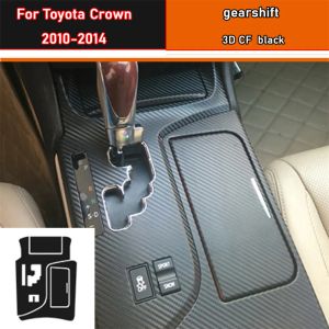 Film de protection autocollant intérieur de voiture, pour boîte de vitesses, pour Toyota Crown 2010 – 2014, autocollant de panneau d'engrenage de voiture, en Fiber de carbone noir