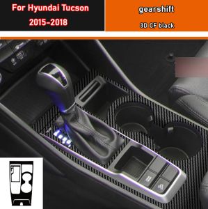 Film de protection autocollant intérieur de voiture, en Fiber de carbone noir, pour boîte de vitesses Hyundai Tucson 2015 – 2018