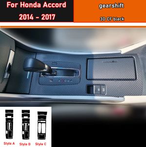 Film de protection autocollant intérieur de voiture, Film de protection pour boîte de vitesses Honda Accord 2014 – 2017, autocollant de panneau d'engrenage de voiture en Fiber de carbone noir
