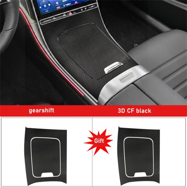 Pegatina Interior de coche, película protectora de caja de cambios para Mercedes Benz Clase C W206 2022, pegatina de Panel de engranajes de coche, fibra de carbono negra