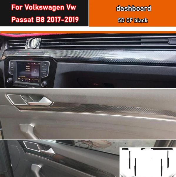 Autocollant intérieur de voiture, Film de protection pour boîte de vitesses, pour Volkswagen Passat B7 B8 2012 – 2019, autocollant de panneau de fenêtre de voiture en Fiber de carbone noir