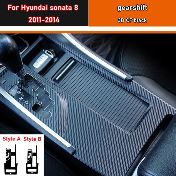 Film de protection autocollant intérieur de voiture, pour boîte de vitesses, pour Hyundai sonata 8 2011 – 2014, autocollant de panneau d'engrenage de voiture, en Fiber de carbone noir