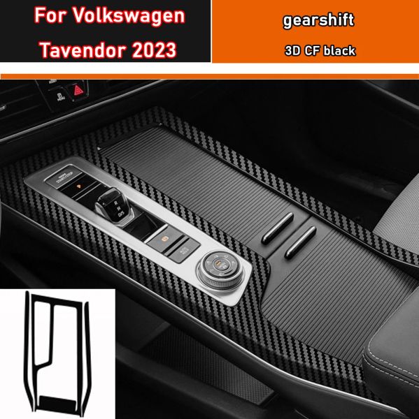 Adhesivo Interior para coche, película protectora para caja de cambios para Volkswagen Tavendor 2023, pegatina para aire acondicionado, fibra de carbono negra