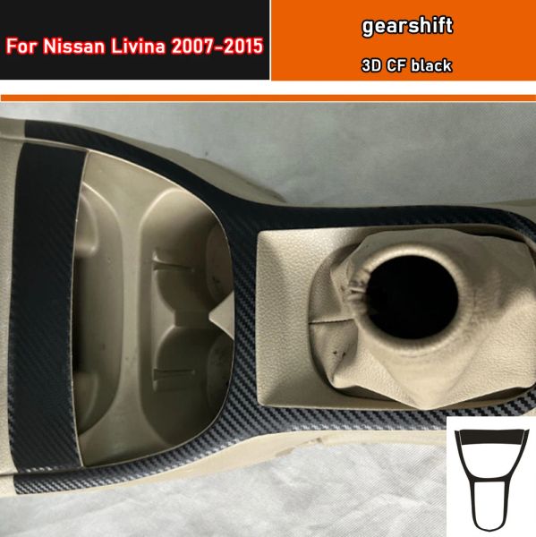 Autocollant intérieur de voiture, Film de protection pour boîte de vitesses, pour Nissan Livina 2007 – 2015, autocollant de panneau de fenêtre de voiture en Fiber de carbone noir