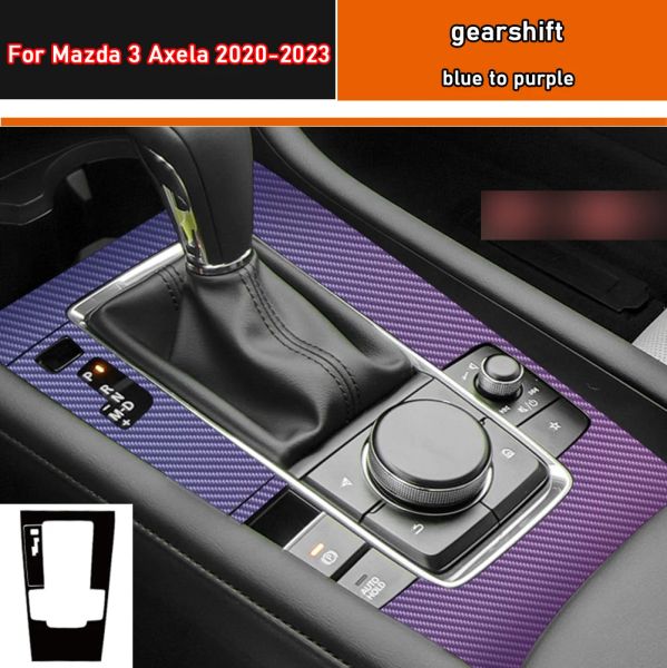 Pegatina Interior de coche, película protectora de caja de cambios para Mazda 3 Axela 2020-2023, pegatina de Panel de ventana de coche, fibra de carbono negra